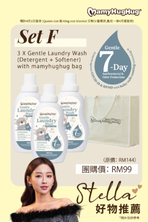 Set F - 3 bottle of Mamyhughug Gentle Laundry Wash (Detergent + Softener) + Mamyhughug bag (4月1日發貨)