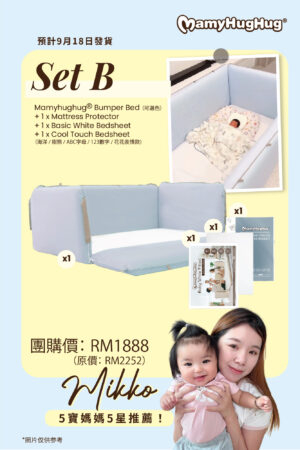 Set B - Mamyhughug Bumper Bed Set + Basic White Bedsheet + Cool-Touch Bedsheet (9月18日發貨）